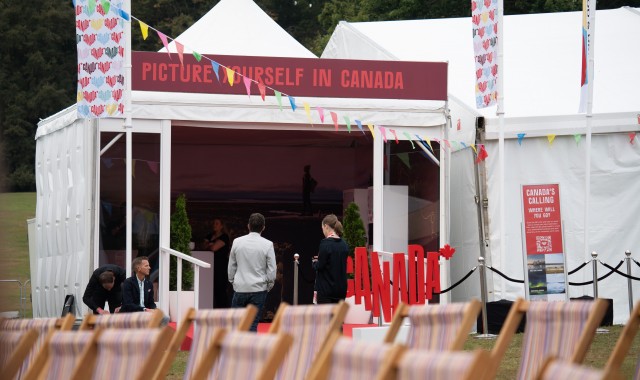 A promotional tent with the sign